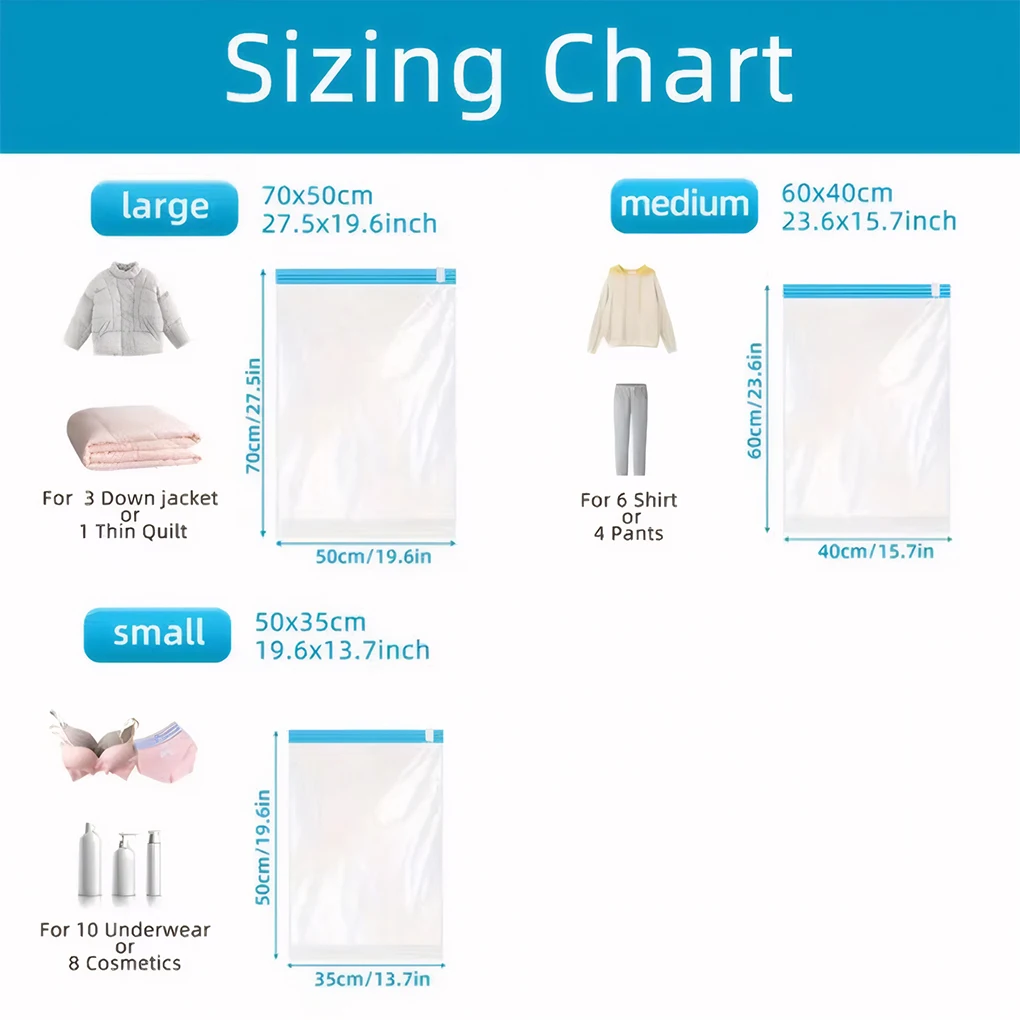 5Pcs Travel Roll-Up Compression Bags Reusable Vacuum Storage Bag Saves 80% of Storage Space Roll-Up Compression No Need Air Pump 5