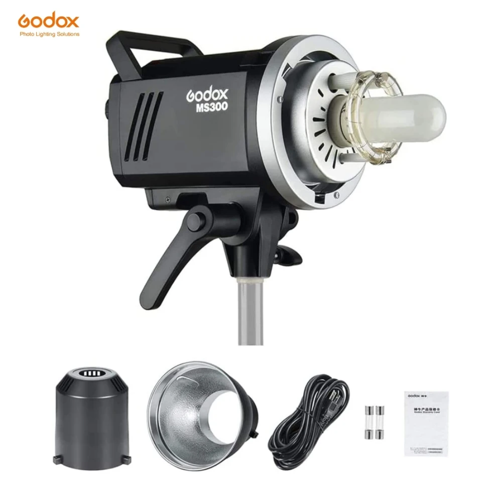

Компактная студийная вспышка Godox MS300 300 Вт, Портативная Беспроводная вспышка 2,4G x systemGN58 5600K с одной лампой и моделирующей лампой Bowen instaled150w