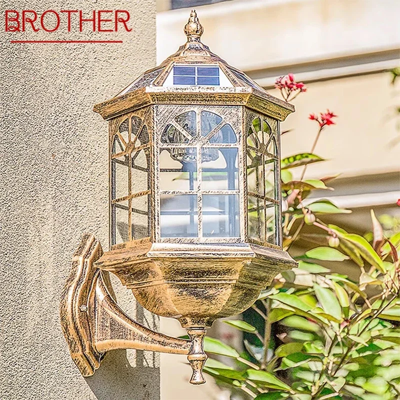 

Современные водонепроницаемые Настенные светильники BROTHER на солнечной батарее, простые креативные для балкона, прихожей, двора, виллы, ворот, отеля