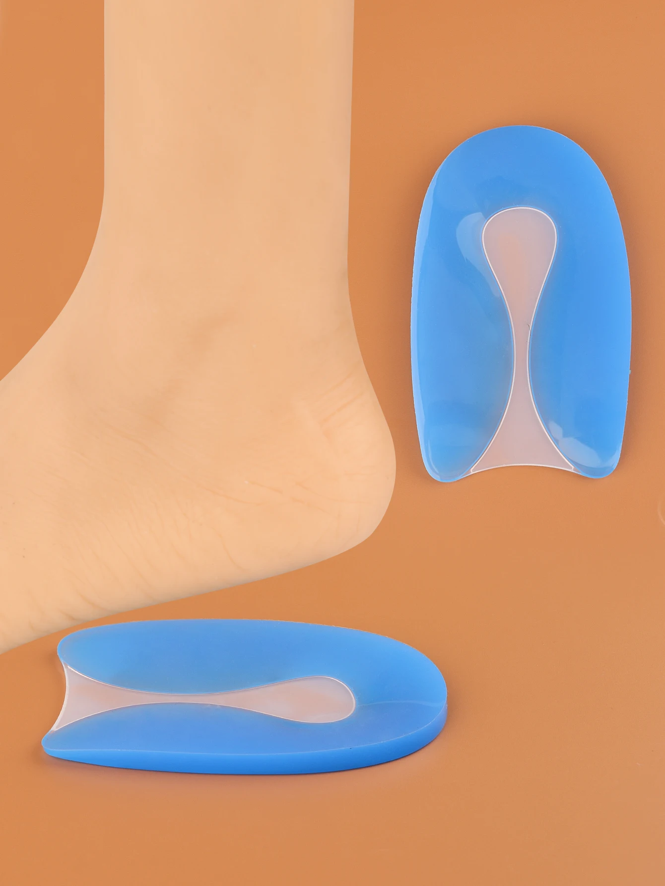 1 pair of thickened U-shaped silicone heel pads for men and women soft and shock-absorbing blue U-shaped heel pads heel patch insole heel protector heel protector pads heel insoles heel cushion insole heel cushion protector