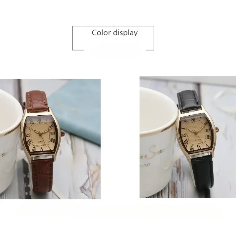Watch for Women Small Ladies Wristwatches Brown Retro Vintage Leather Bracelet Watch Black Quartz Wristwatches Reloj Mujer 4