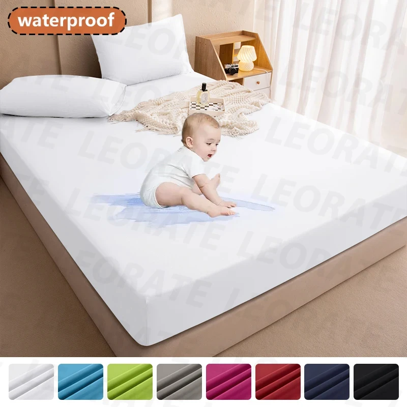 Coprimaterasso Impermeabile Letto Matrimoniale – 150x200 Cm, Grigio Scuro, Tasca Profonda