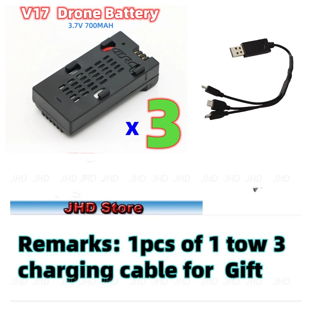 JHD Orignal 4DRC V17 Airplane Battery For Original 4D-V17 4DRC Airplane  Accessories V17 RC Airplane Battery 3