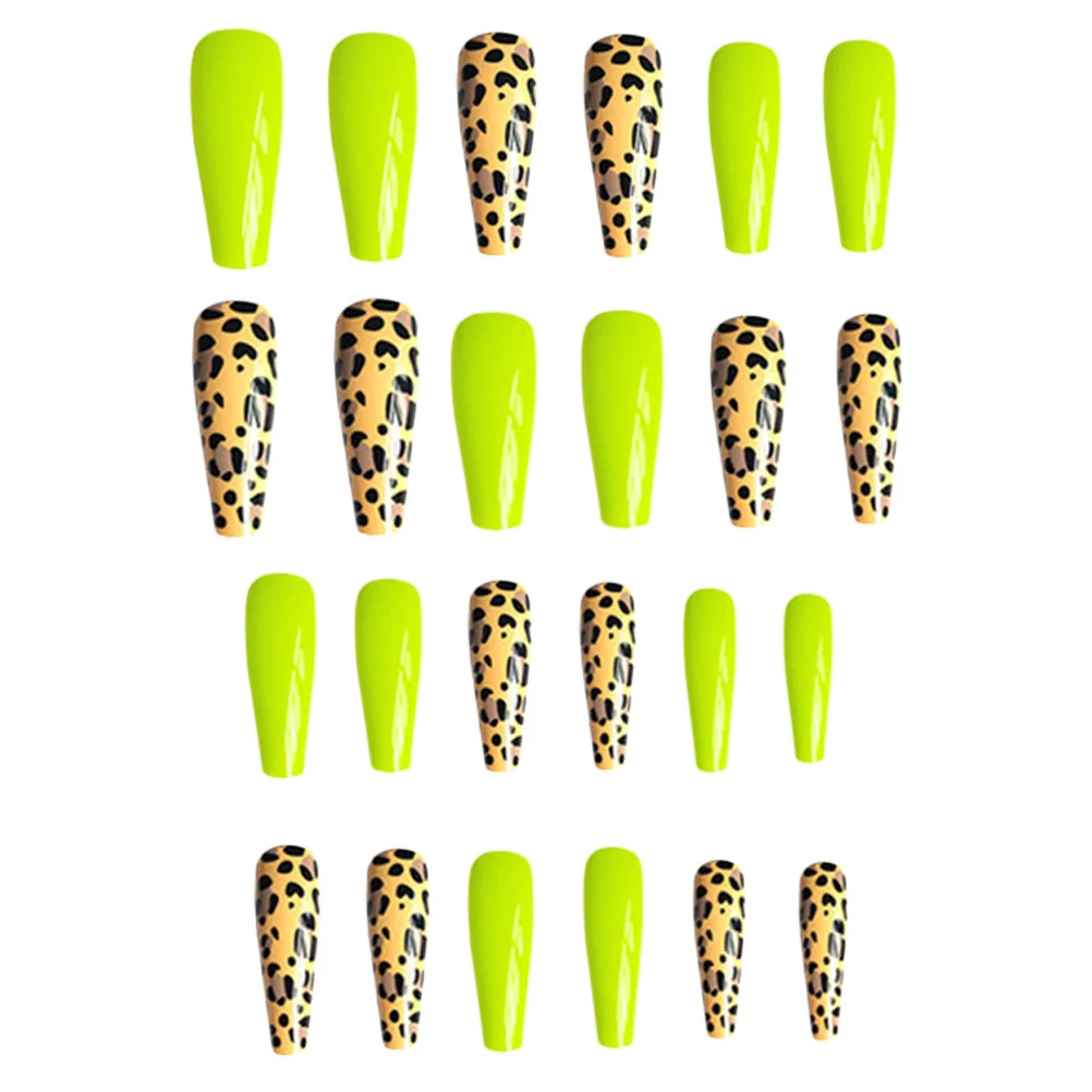 

24Pcs Women Girls Long False Nails Leopard Fake Nails for Home and Salon DIY