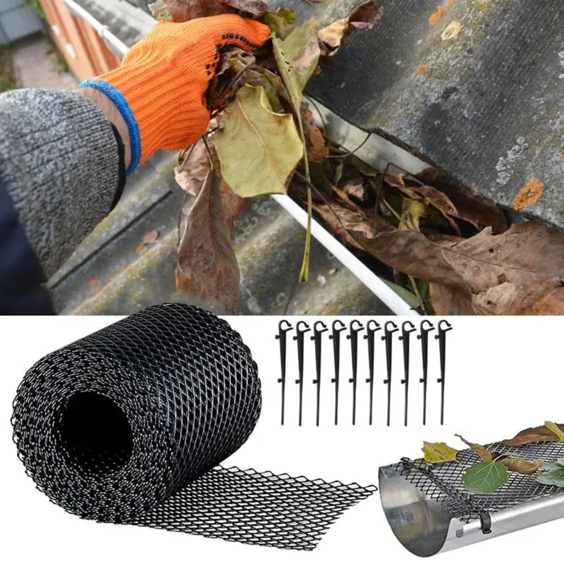 Gutter Guard Mesh PVC Gutter Guard Mesh Roll Outdoor Garden Drainage Protector Leaf Debris Blocker for Preventing Clogged Drains Easy Installation gutter guard mesh