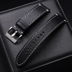 Vintage Genuine Leather Universal Watch Band - 22mm (Black)