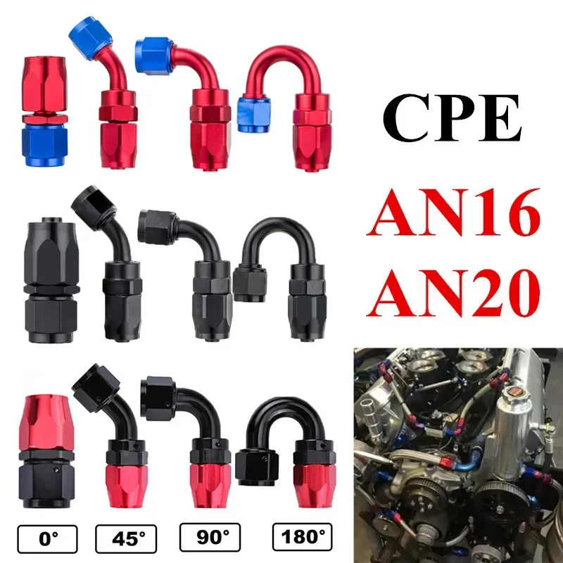 Universal AN16 AN20 Straight 0 45 90 120 180 Degree CPE Oil Fuel Swivel Hose End Fitting Oil Hose End Adaptor Aluminum Alloy