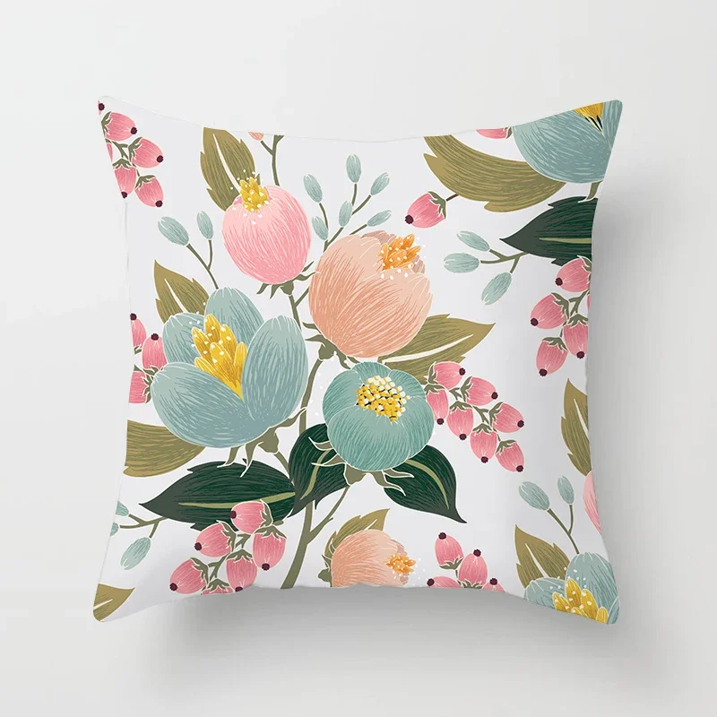 Flower pattern pillow sleeve old -fashioned watercolor and birds covering home sofa office decorative pillow case pillow case