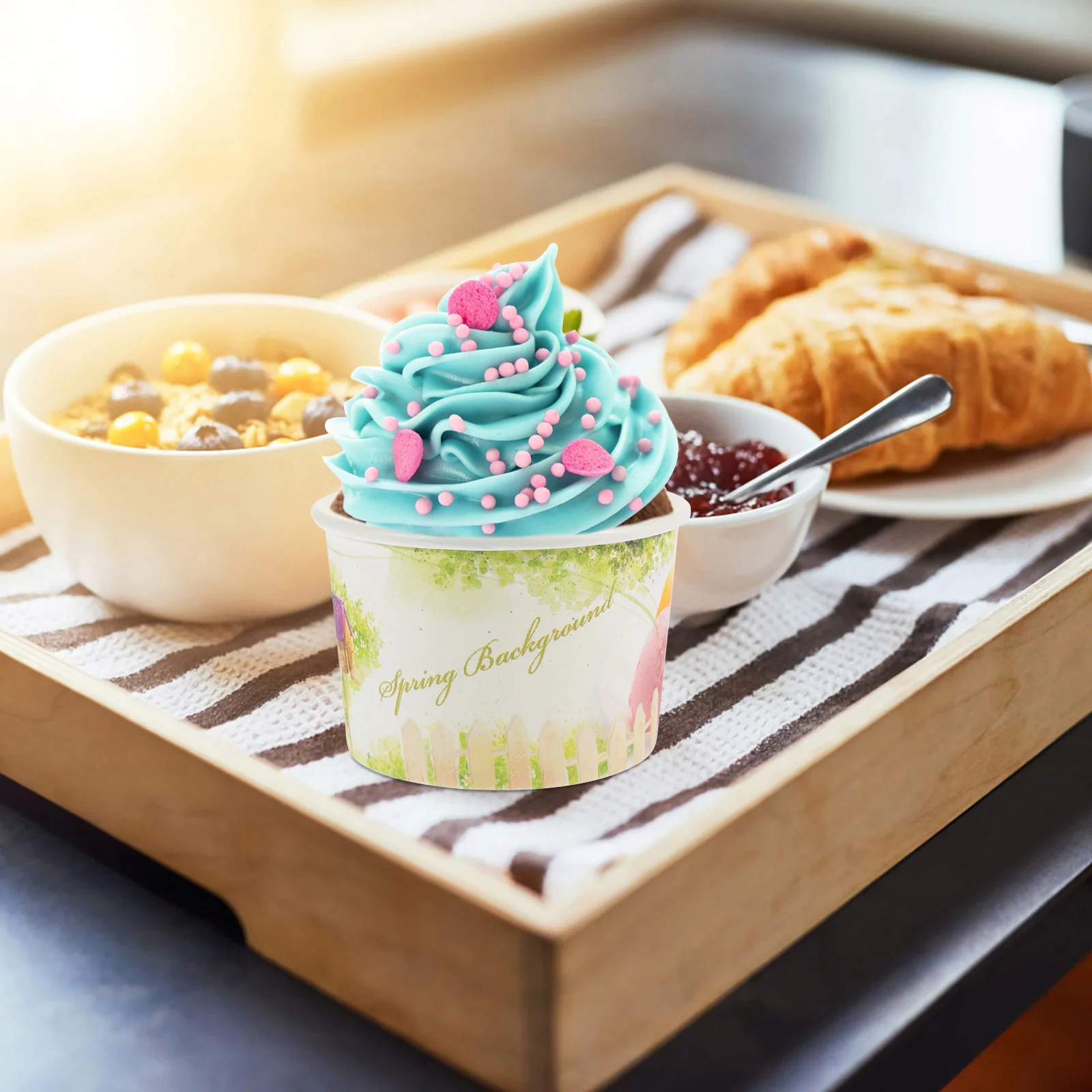 

Paper Cups Cup Cream Ice Dessert Bowls Bowl Yogurt Disposable Cake Sundae Pudding Container Treat Lids Frozen Party Lid