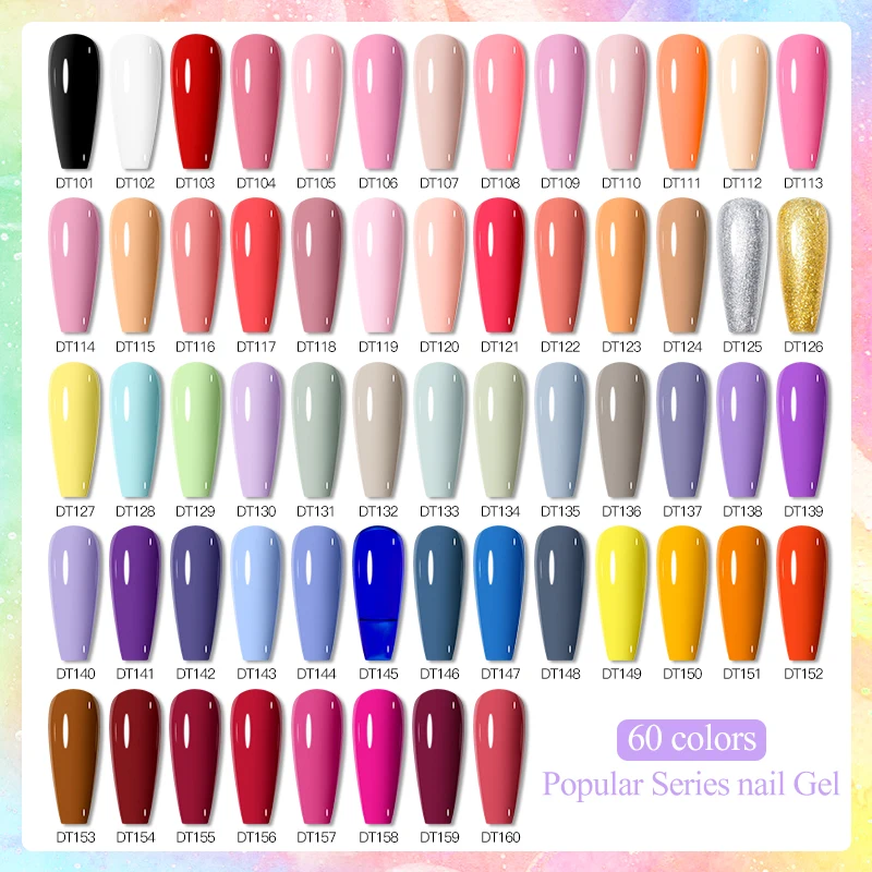 

60Pcs Color Gel Nail Polish Set Semi Permanent Nail Gel Varnishes Soak Off UV Gel Base And Top Coat Manicure Nail Art Gel Kits