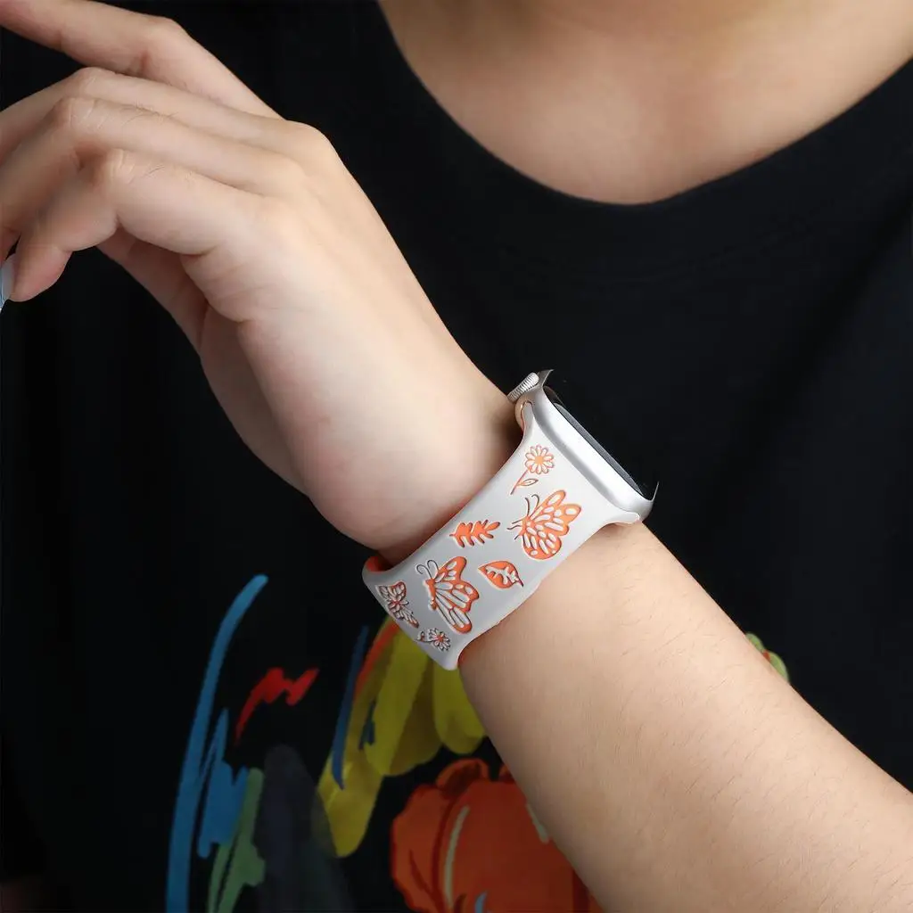 Charming Carved Butterfly Soft Silicone Watch Strap
