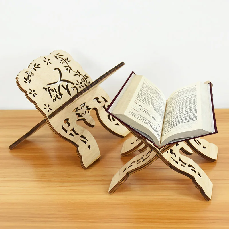 

1pcs Wooden Koran Bookshelf Eid Mubarak Gifts DIY Ramadan Kareem Hollow-out Bookshelf Muslim Islamic Home Decoration Accessories