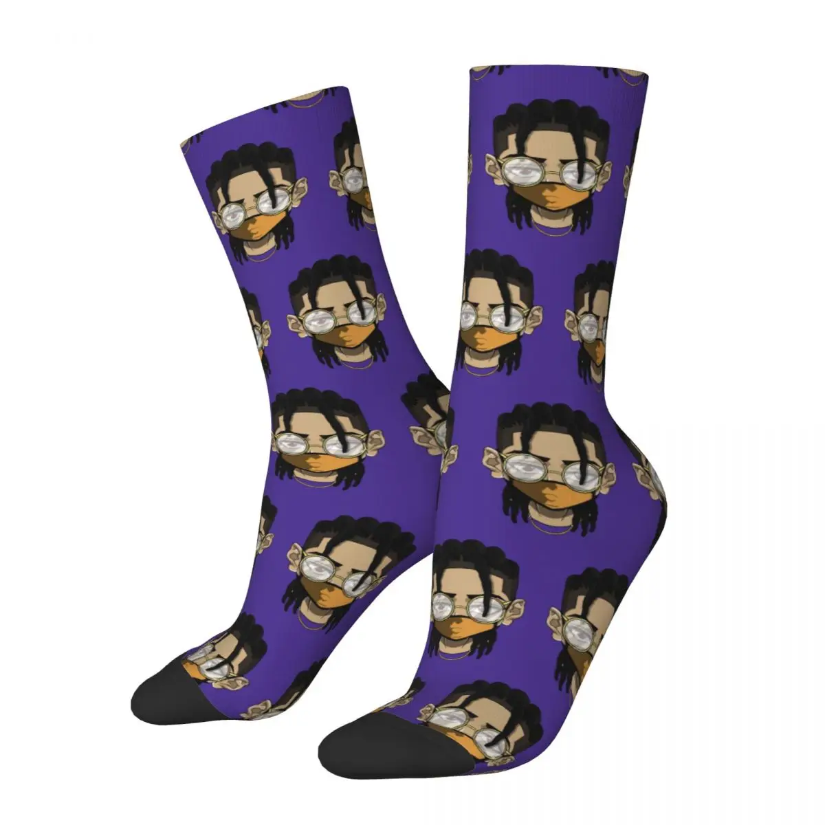 

Hip Hop Retro Riley Crazy Men's compression Socks Unisex The Boondocks Harajuku Seamless Printed Funny Novelty Crew Sock Boys