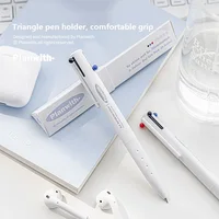 Planwith 3 in 1 Mulrti-Function Gel Pen 0.5mm Black/Blue/Red Ink Refills Press Type Ballpoint canetas School Office Stationery 2