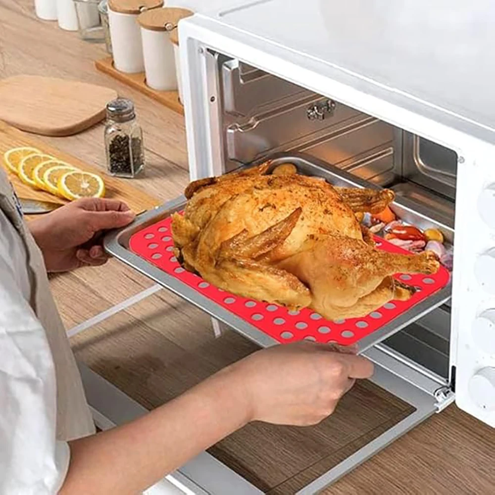 Rectangle Silicone Airfryer Liner for Dual Basket Fryer Easy to Clean AirFryer Accessories Non-Stick Parchment Paper Replacement