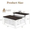 36" Farmhouse Lift Top Coffee Table with Storage, Square Coffee Table with Charging Station, Living Room Center Table 2