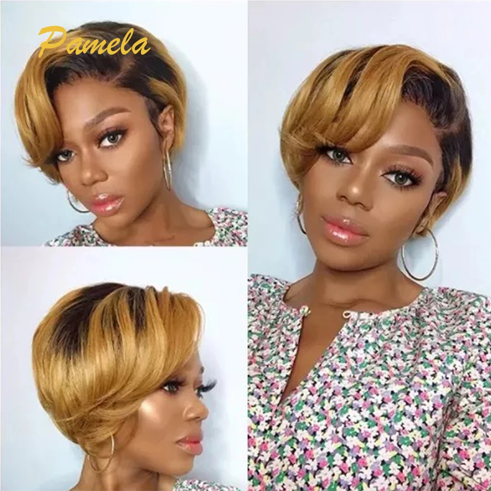Pixie Cut Brazilian Short Straight Bob Lace Frontal Wig 13x4 Transparent Lace Frontal Human Natural Hair Wig For Women