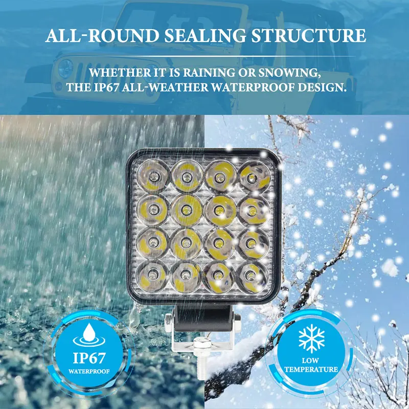1PC 16LED White Mini Off-Road Work Light Bar