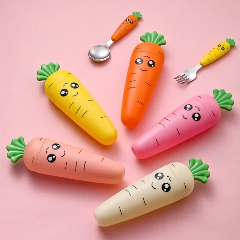 4/3/1PCS Baby Feeding Utensils Cartoon Fork Spoon Child Cutlery Set Kid Tableware Kitchen Gadgets Cake Vegetable Fork Teaspoon baby tableware set