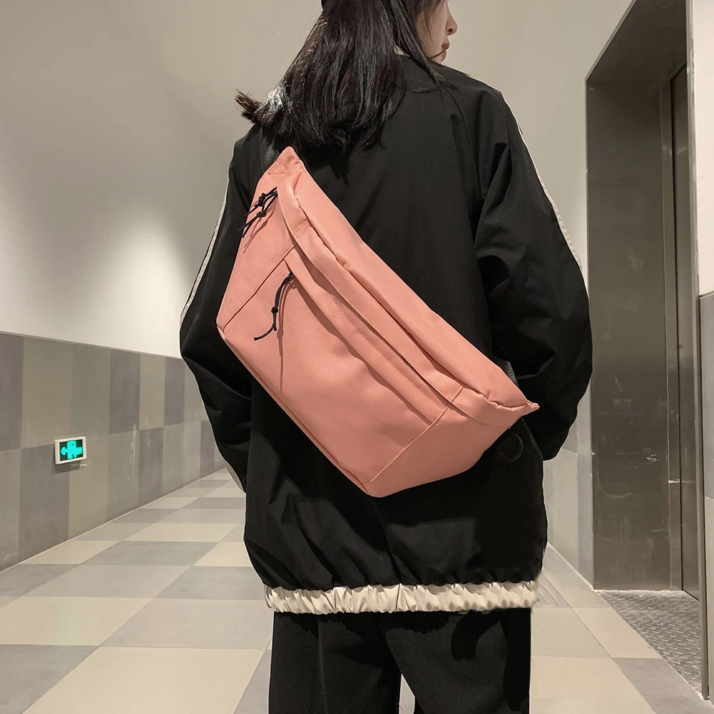 Women Men Solid Large Capacity Shoulder Pack Oxford Waist Bag Fanny Money Purse