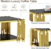 Glass Coffee Table Living Room Table Gold Stainless Steel Metal Leg RectangularTempered Glass Center Table for Home Office 5