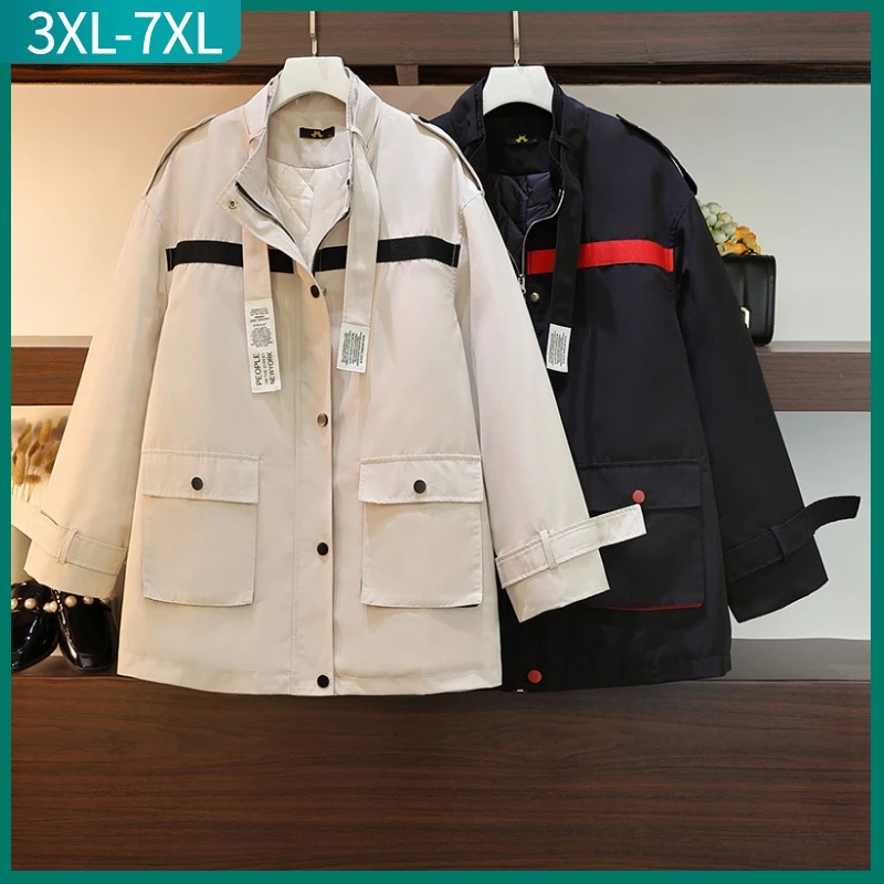 

New 2022 Autumn Winter Plus Size Wadded Jacket For Women Large Size Loose Long Sleeve Thick Zipper Coat 3XL 4XL 5XL 6XL 7XL