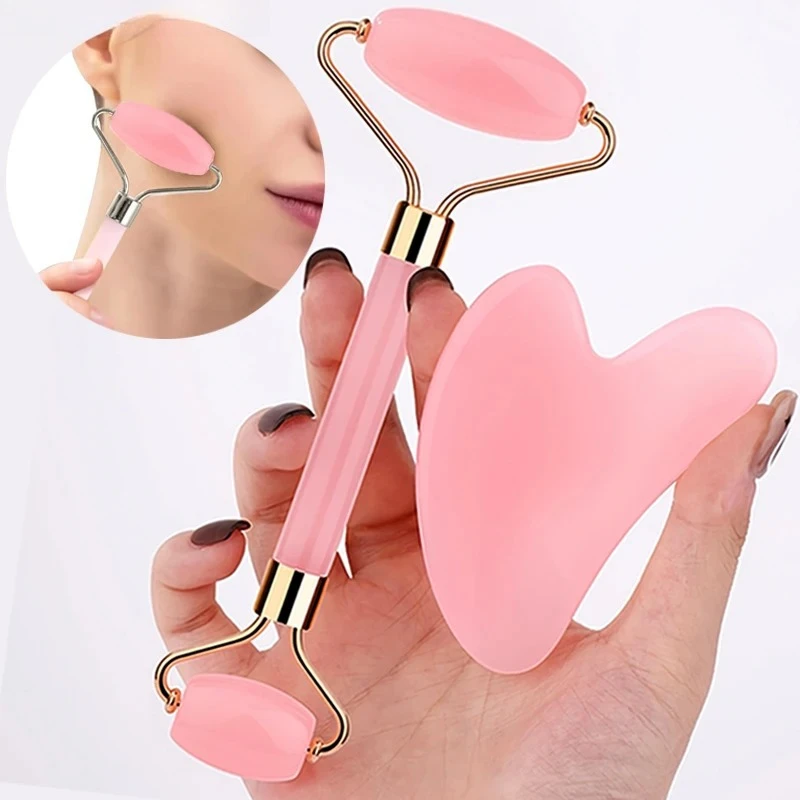 2pcs Resin Facial Massage Set, Roller Gua Sha Tool For Face Lifting, Puffiness Relief & Daily Skincare_voghion.com