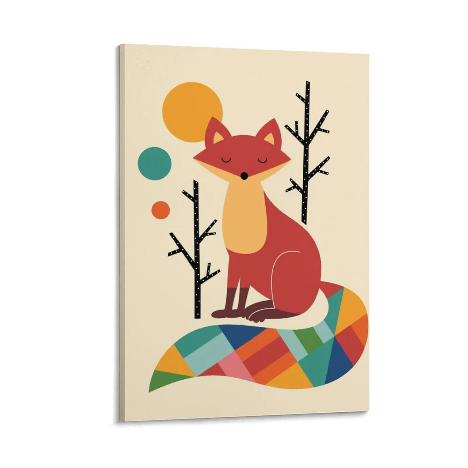 

Rainbow Fox Canvas Painting paintings wall decor accessories for home decor