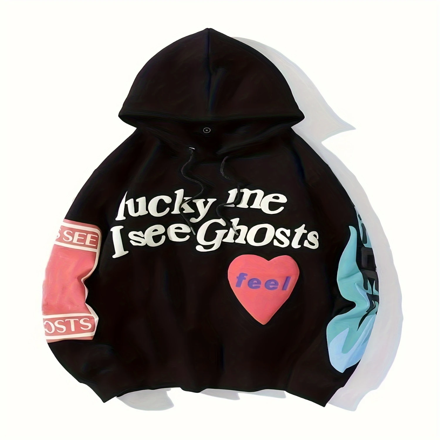 Lucky Me I See Ghosts Hoodie Men Women Hip Hop Graphic Hooded Sweatshirt Unisex Couple Pullover Tops