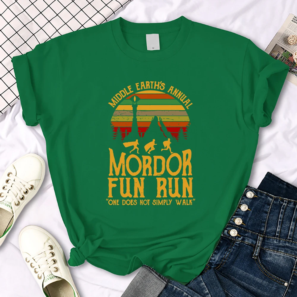 Middle Earth'S Annual Mordor Fun Run Print T-Shirt Essential Creativity Tshirts Trend Round Neck T-Shirts Hip Hop Trend T-Shirts
