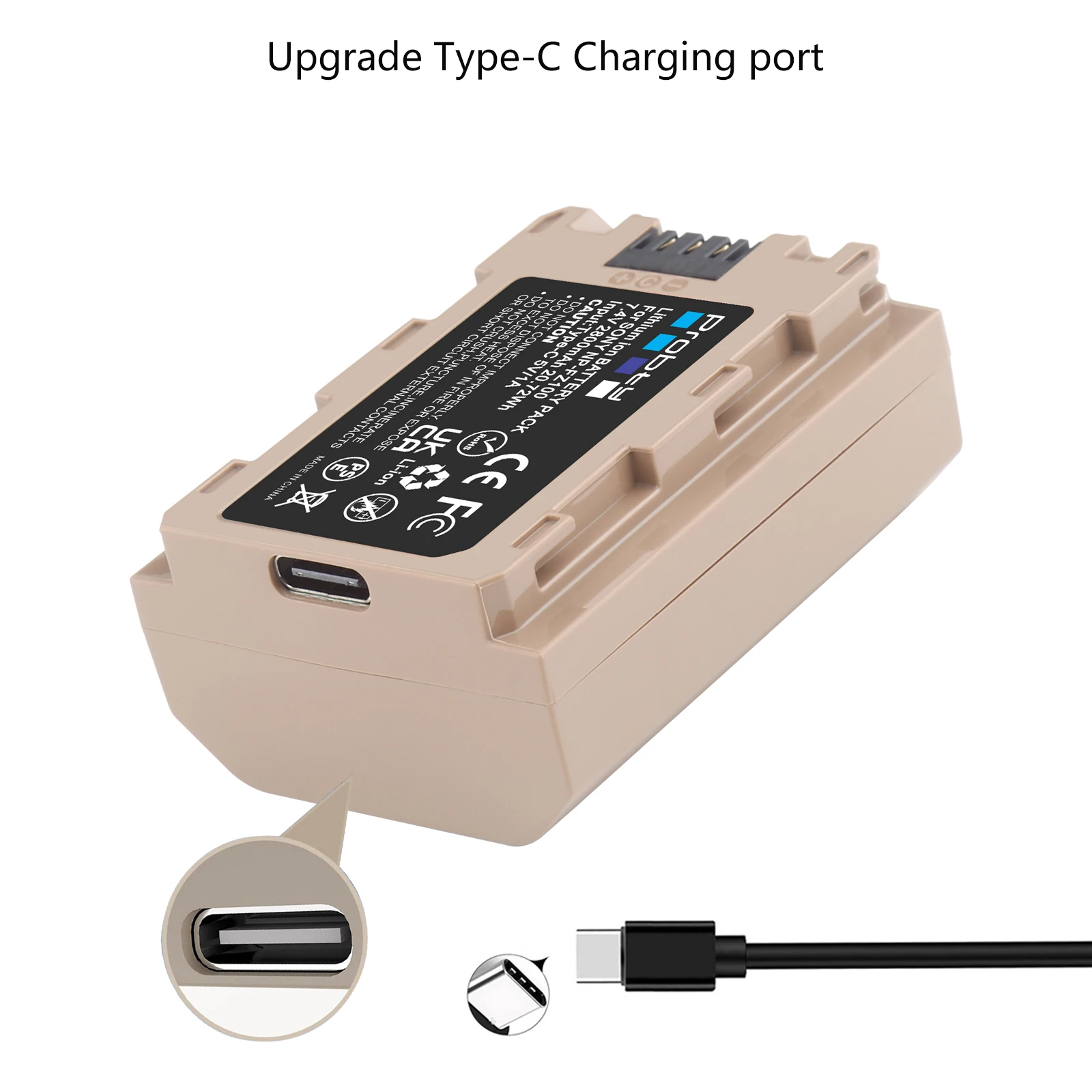 Bateria com Entrada tipo c 2800mah Apto para Sony Bc-qz1 Sony a9 A7r Iii a7 Iii A9r 9s A9s A7r3 7rm3 Npfz100 np Fz100 - Image 6