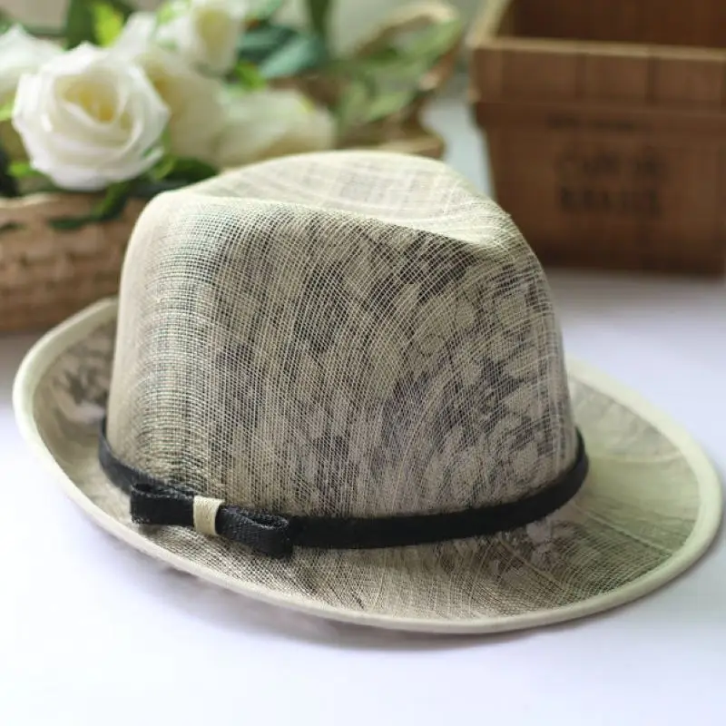 Hüte Fascinators Frauen Hut Sommer Italien Sinamay Hut Kirchenhut Vintage Hepburn Mode Hut Stoff Leinenmischung verziert Hut – Detail 26