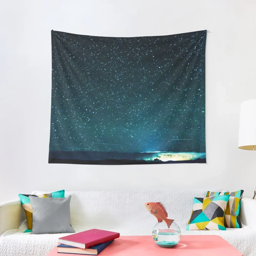 

Stars and Space Night Sky - Teal Starry Galaxy Wall Tapestry Room Decorator Aesthetic Room Decorations Tapestry