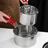 304 Stainless Steel Fried Mesh Kitchen Fry Basket Cooking Basket Fry Pan Oil Pan Strainer Noodle Spoon Colander French Fries 2