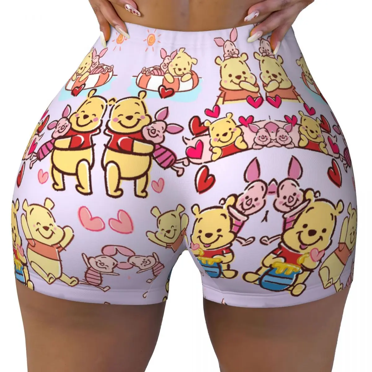 Winnie The Pooh Workout Biker Running Shorts Women Animation Gym Yoga Shorts