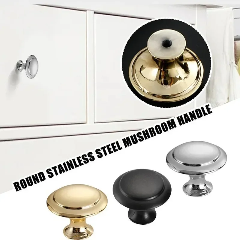Round Cabinet Knobs Stainless Steel Drawer Door Pull Kitchen Cupboard Door Decoration Handles Replacement Hardware Accessories Door Handles Cabinet Handles