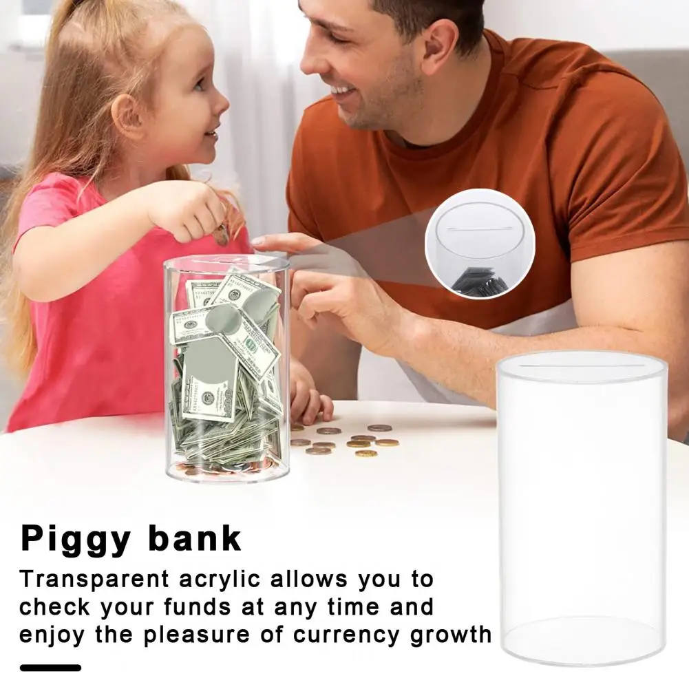 

Acrylic Money Bank Transparent Acrylic Piggy Bank for Adults Kids Unbreakable Money Savings Jar Diy Savings Jar for Home Décor