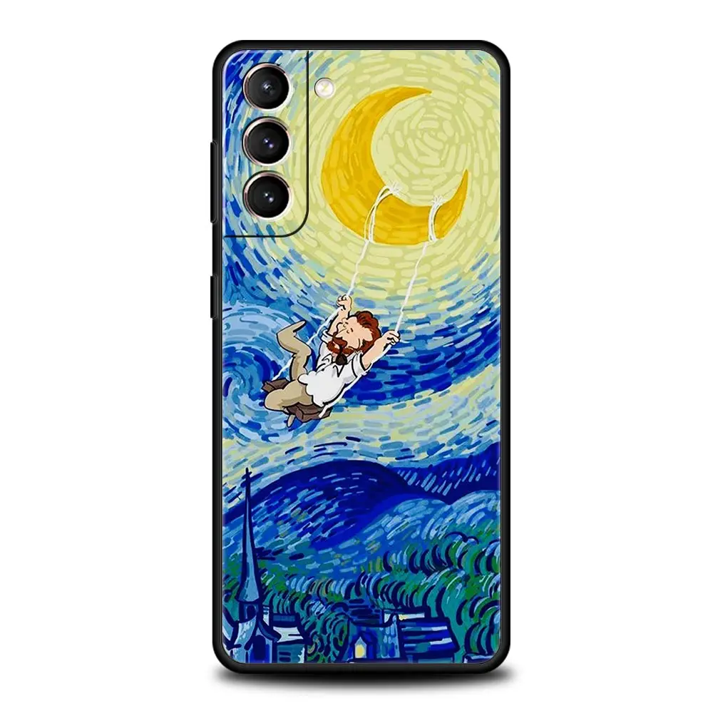 Van Gogh Starry Night Aesthetic Phone Case - Black Cover