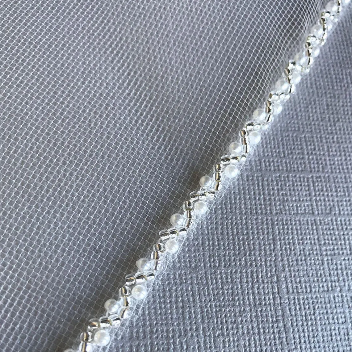 Bridal Veils Wedding Crystal Organza Beaded Short Soft Italian Tulle Veil Bohemian Chic bridal veil