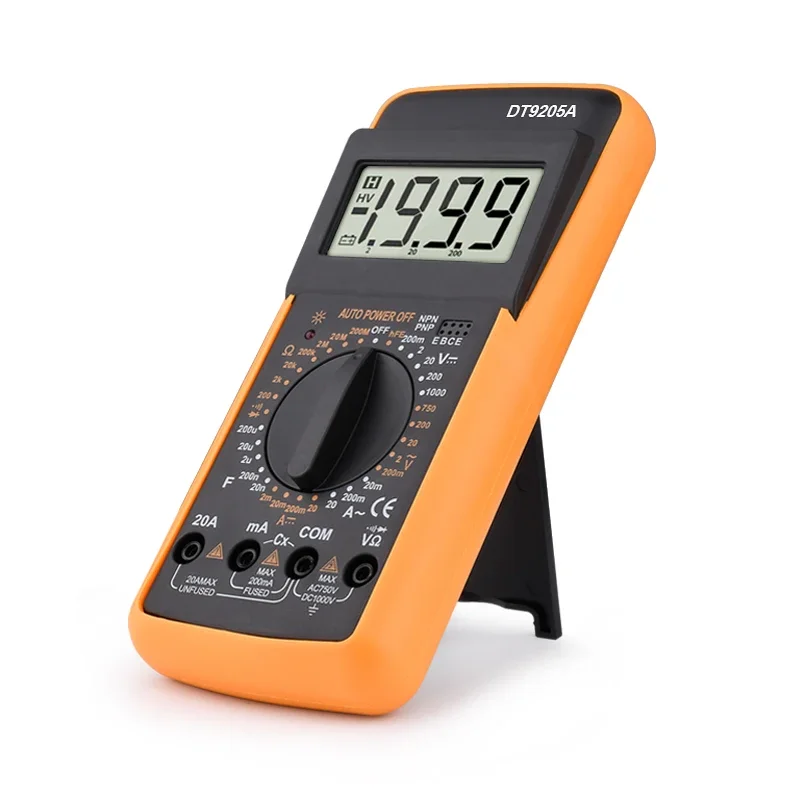 Professional Digital Multimeter True RMS  AC/DC Ammeter Voltmeter Manual Range Transistor Tester Ohm Capacitance Diode DT9205A
