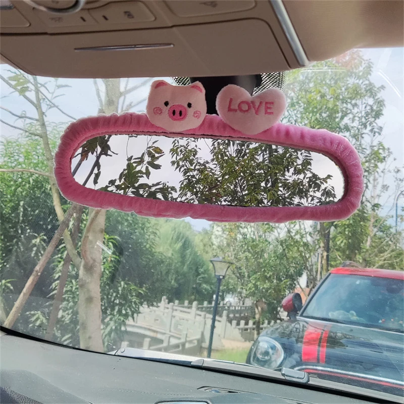 Car Rearview Mirror Cover Cartoon Pig Auto Rear View Mirror Decoration Automotive Interior Accessories rearview mirror rearview mirror cover