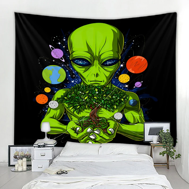 Sci-Fi Alien Decorative Tapestry Mandala Boho Hippie Wall Decor Tapestry Wall Covering Home Decor Cute Room