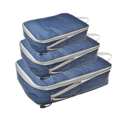 3 - Piece Waterproof Packing Cube Set with Portable Handbag Storage Organizer - Set 3 pieces L M S (S3008 blue)