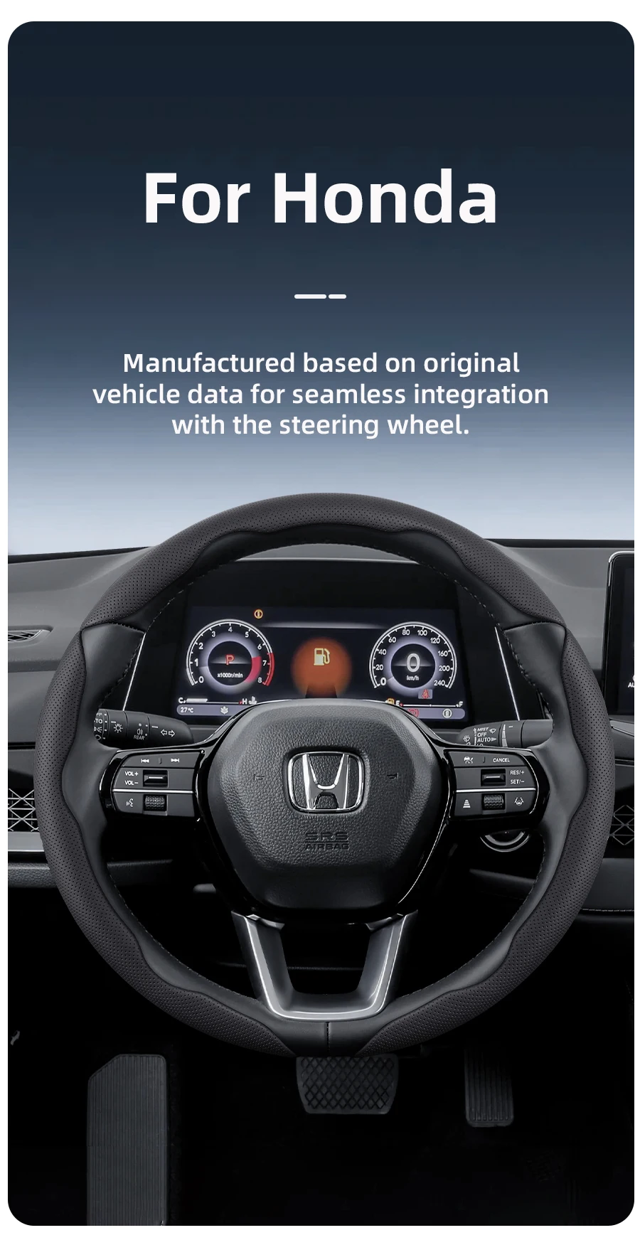 Atmungsaktiver perforierter Leder-Lenkradbezug für GMC, segmentiertes Schnellverschluss-Design, rutschfest und langlebig, geeignet für Sierra 1500 HD EV, Yukon, Terrain, Acadia, Canyon, Savana, Hummer EV, Schwarz und Grün – Detail 1