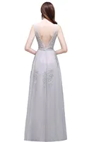 A-line V-neck Tulle Sleeveless Zipper Up Long Prom Applique V Neck Evening Gowns Formal Elegant And Pretty Women's Dresses - Image 5