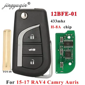 Keyforkess per Toyota Camry RAV4 Auris 2015 telecomando portachiavi 12BFE-01 modello 433 Mhz H (8A) Chip 3 pulsanti chiave auto