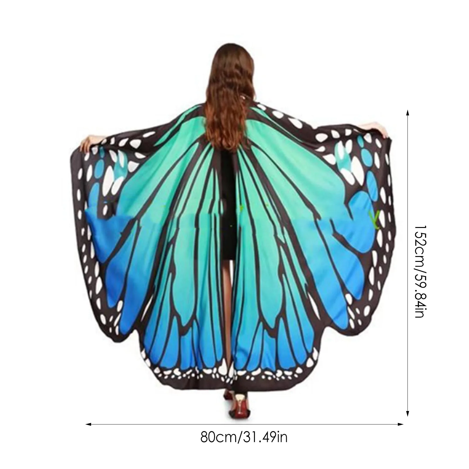 Halloween Butterfly Wings Costume Butterfly Shawl Double Side Printed Fairy Cape Festivals Carnival Cosplay Performance