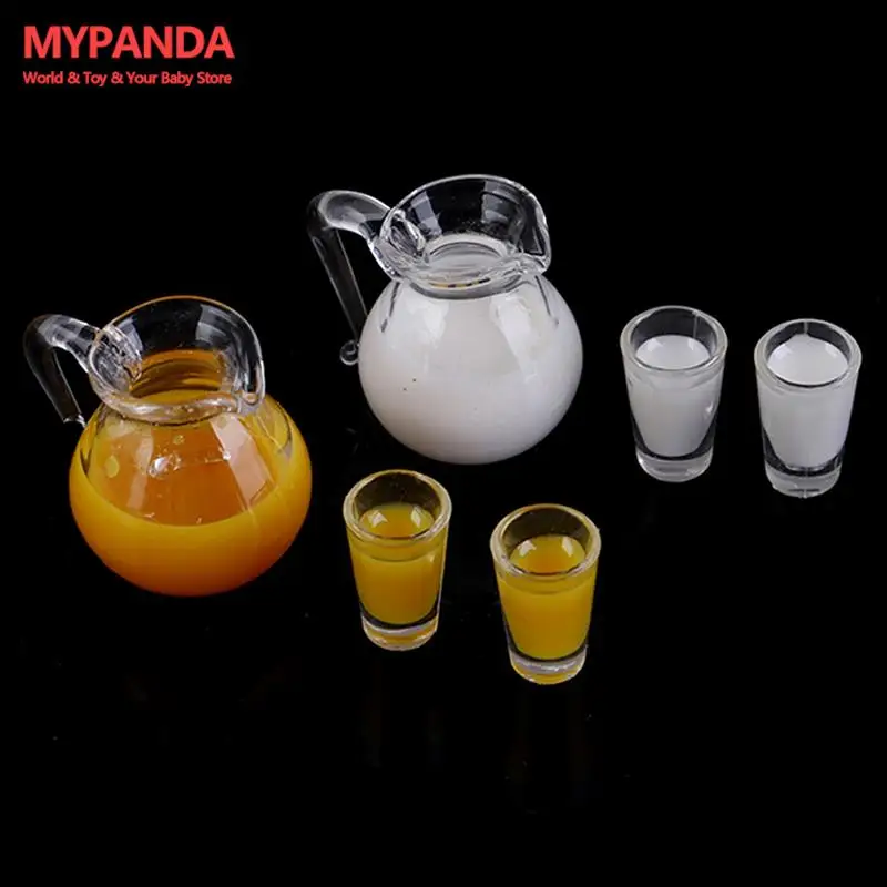 

3pcs 1/12 Dollhouse Miniature Accessories Mini Juice Jug Cup Set Simulation Drink Milk Model Toys for Doll House Decoration