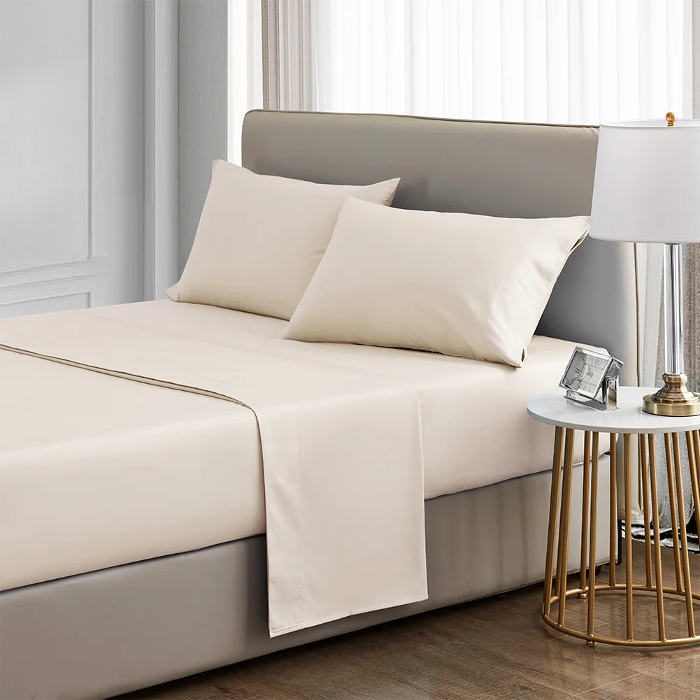 

A Set Nordic Simple Pure Color Bed Products Four-piece Set Cotton Sheet Fitted Sheet Pillowcases Bedding Nuan Series