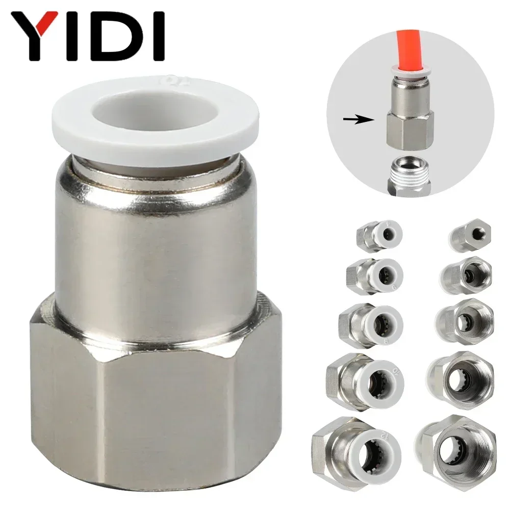 5/10 pcs PCF 4mm Air Hose Fitting 10mm Quick Push in to Pneumatic Connection 6mm 8mm 12mm Tubing Fittings Female Screw Connector